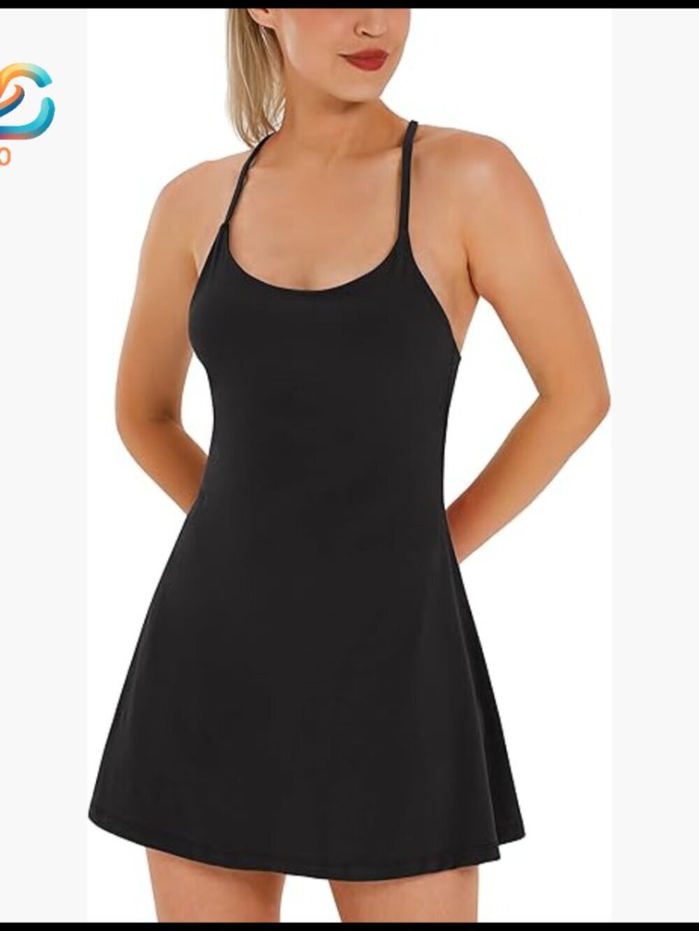 Athletic Dress with Built-in Bra & Shorts Pockets, Tennis Golf Workout